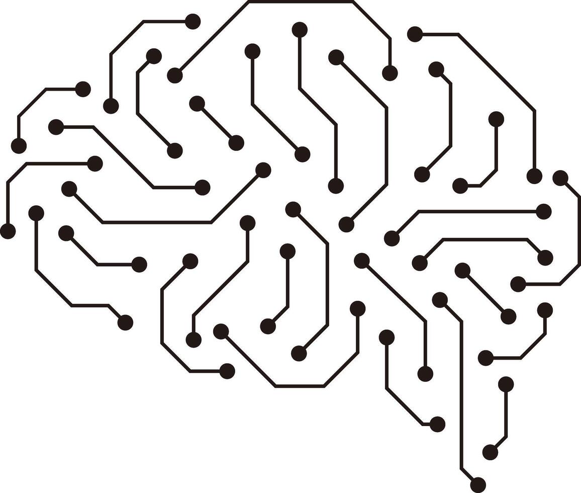 Cyborg brain, Artificial intelligence of digital human. illustration vector