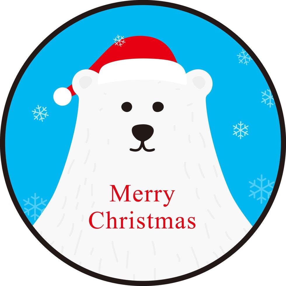 Portrait of polar bear, wearing christmas cap, like Santa Claus, cool style vector
