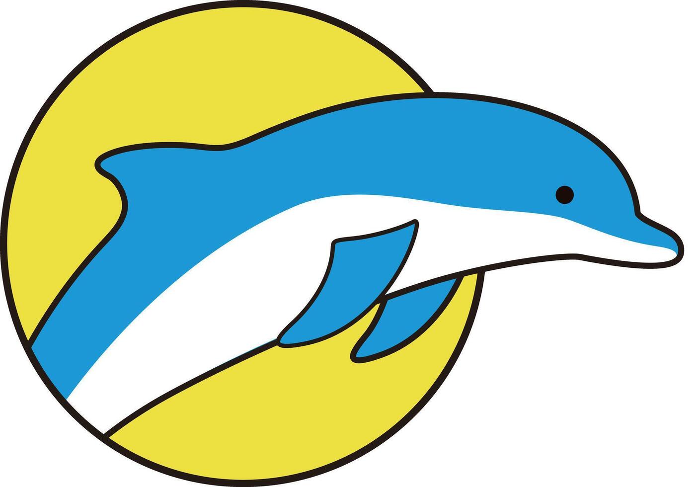 Dolphin jumping outside the sea flat icon design, illustration vector