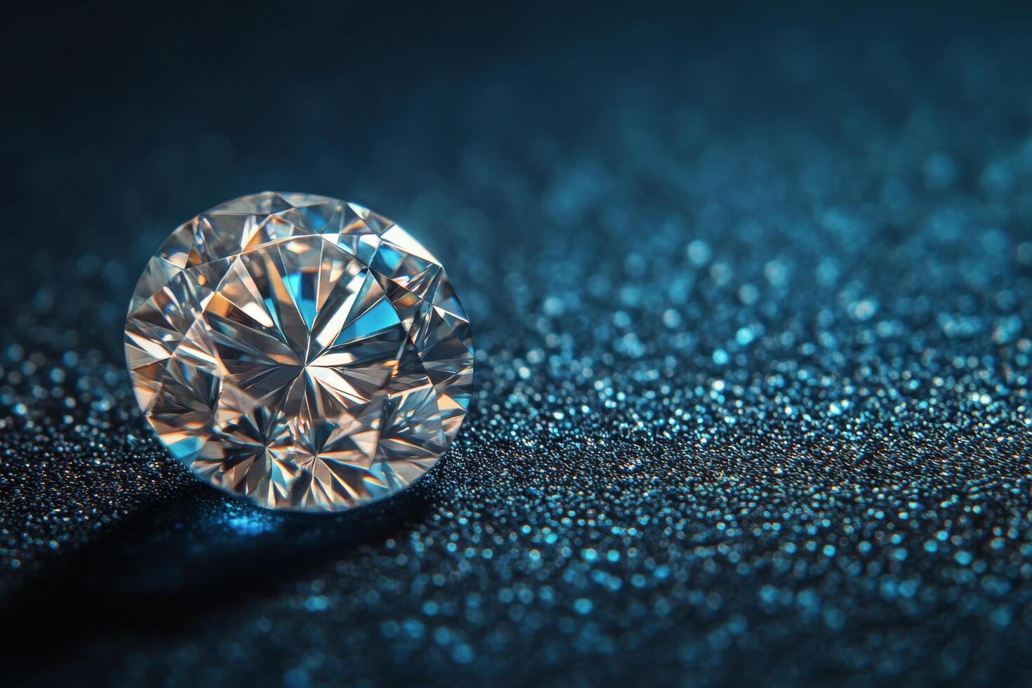 Sparkling diamond reflecting light on a glittering surface in an elegant setting photo