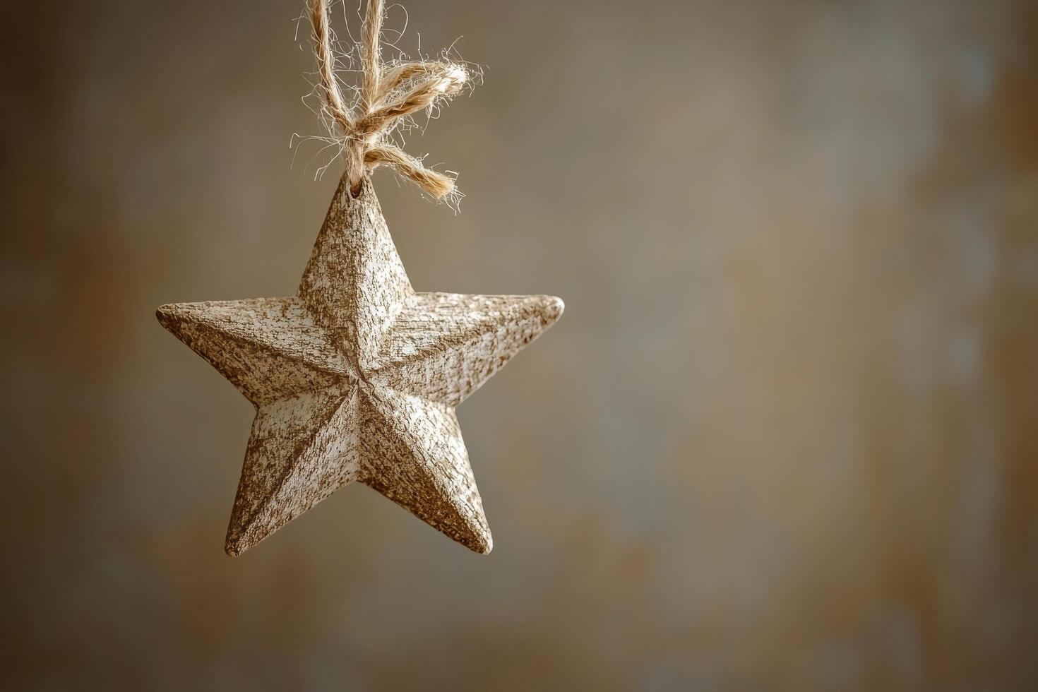 Hanging decorative star ornament against a rustic background in soft light photo