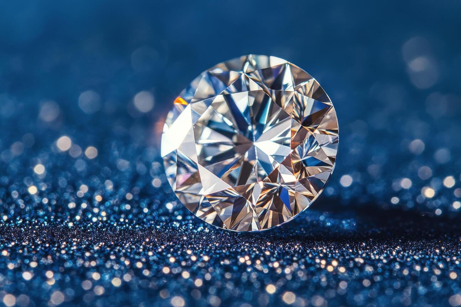 Sparkling diamond reflecting light on a glittering surface in an elegant setting photo