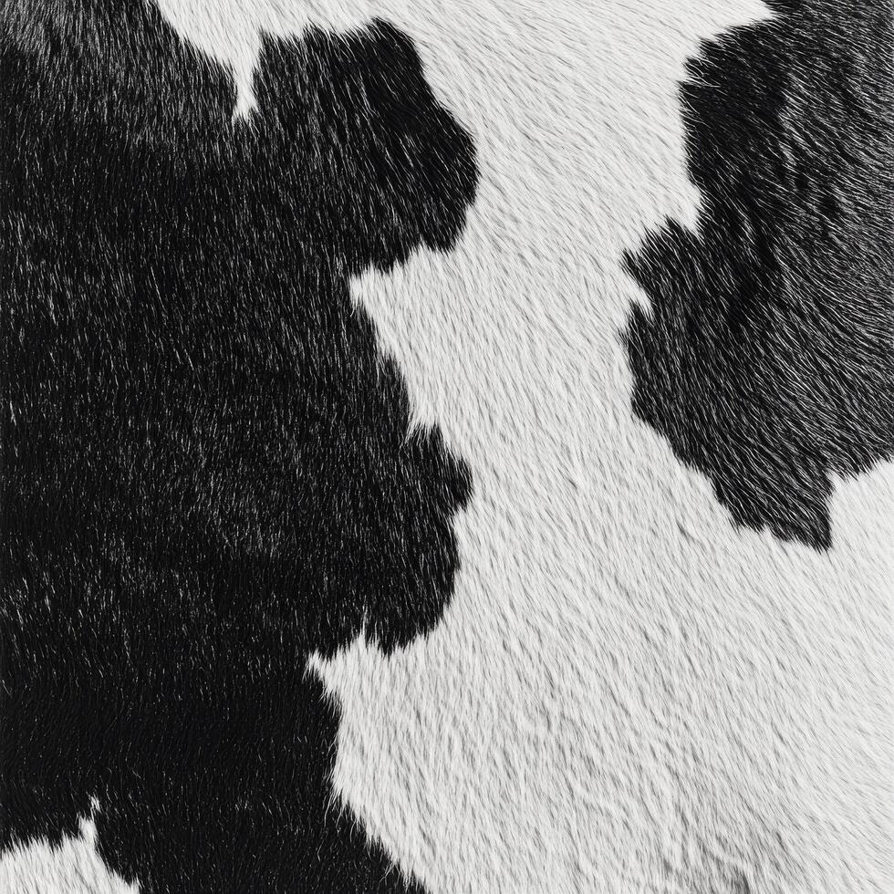 Black and white cowhide texture showcasing natural patterns and softness of leather material photo