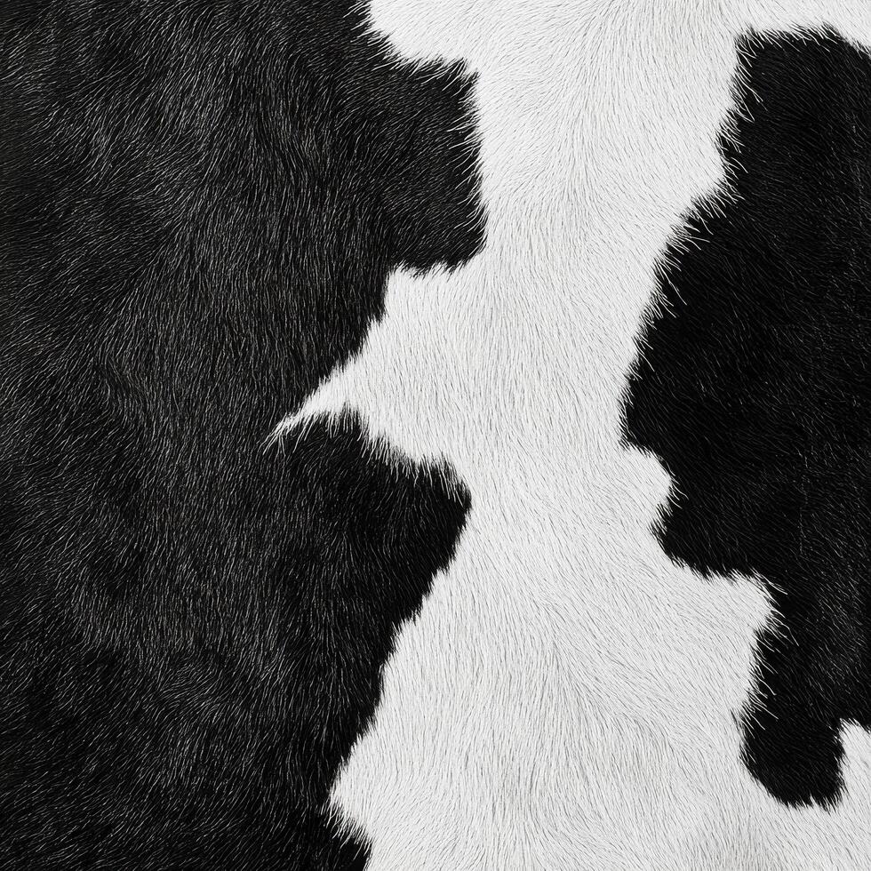 Black and white cowhide texture showcasing natural patterns and softness of leather material photo