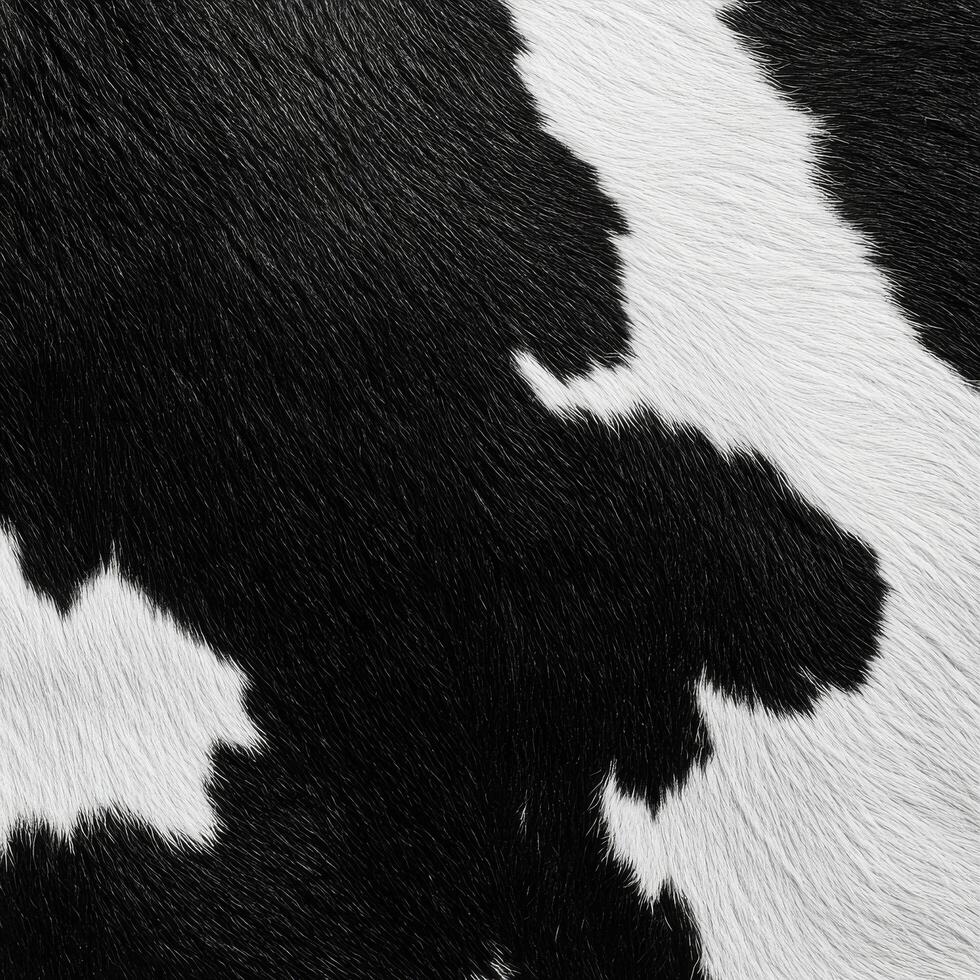 Black and white cowhide texture showcasing natural patterns and softness of leather material photo