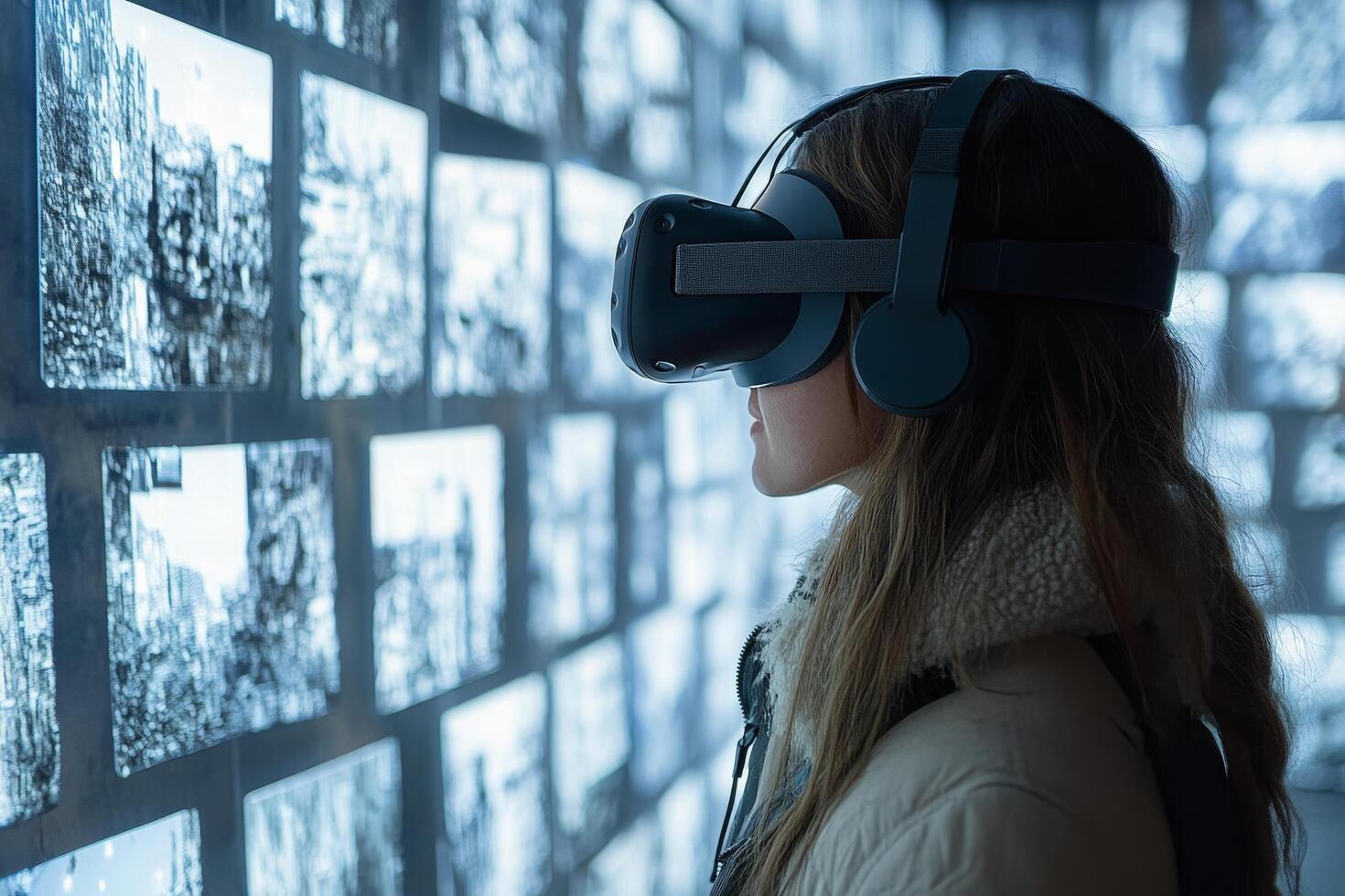 Experience virtual reality in a lush jungle setting with immersive technology photo