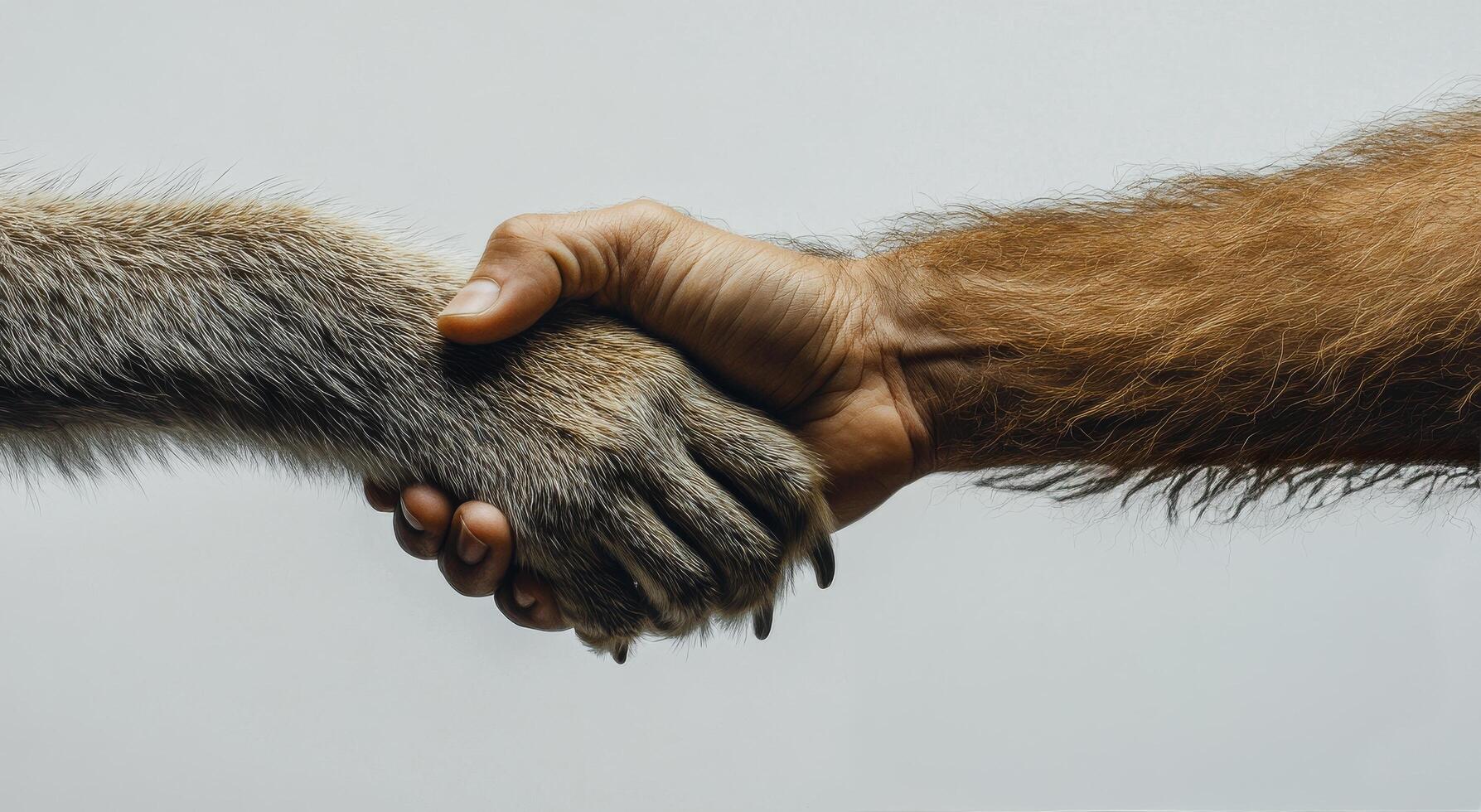 Connection between human and dog through a gentle handshake in a calming setting photo