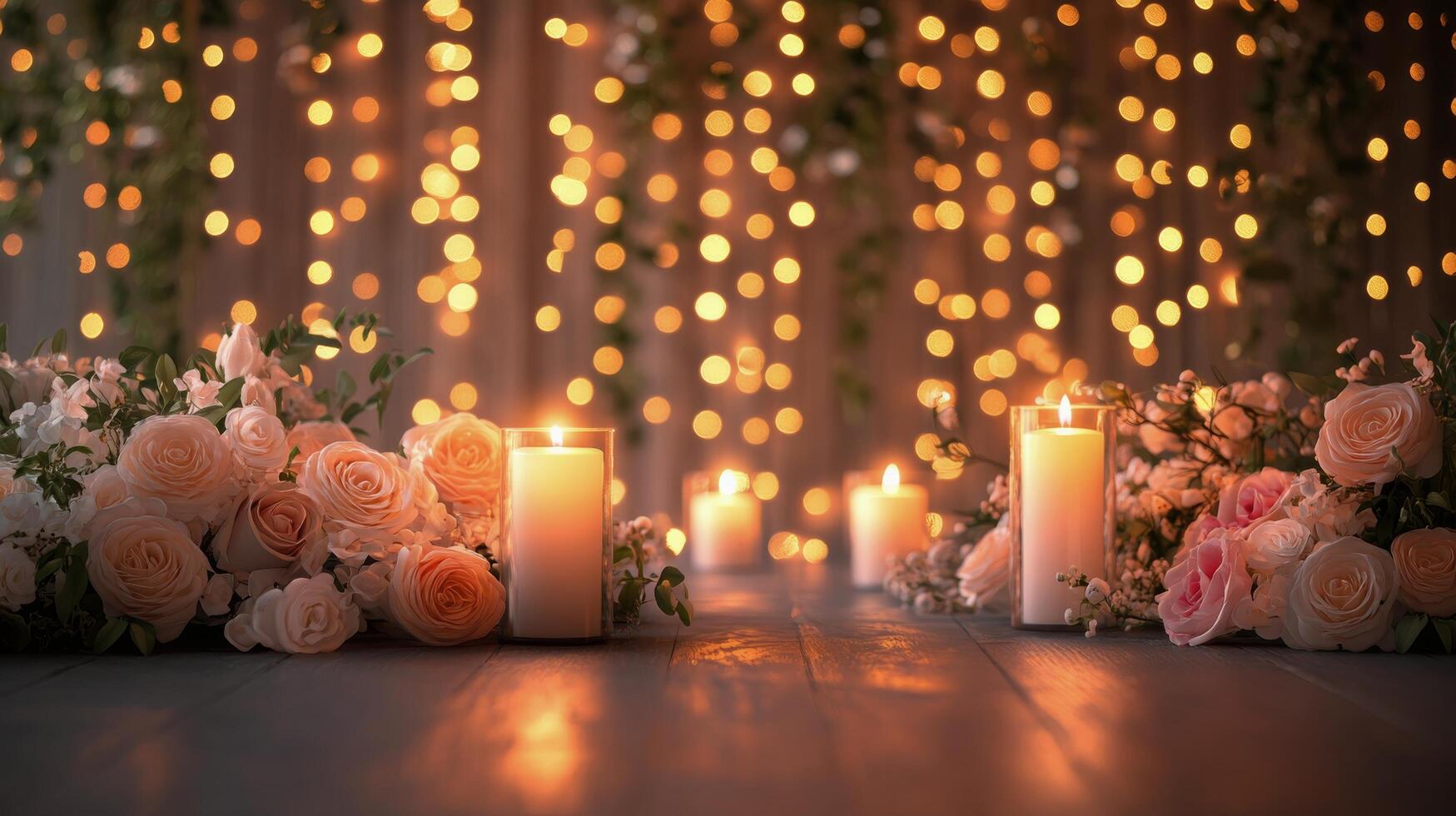 Beautiful floral arrangement with soft lights creating a romantic atmosphere for a special event photo