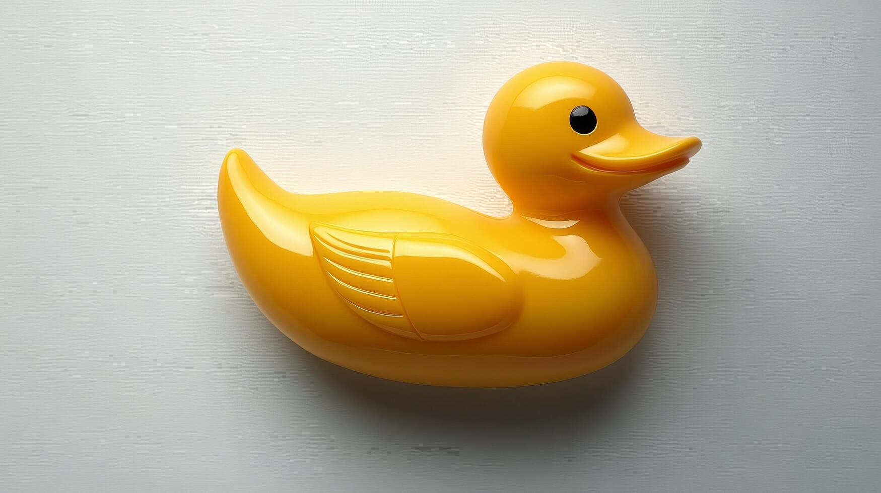 Bright yellow rubber duck with classic design and playful charm, perfect for bath time enjoyment photo