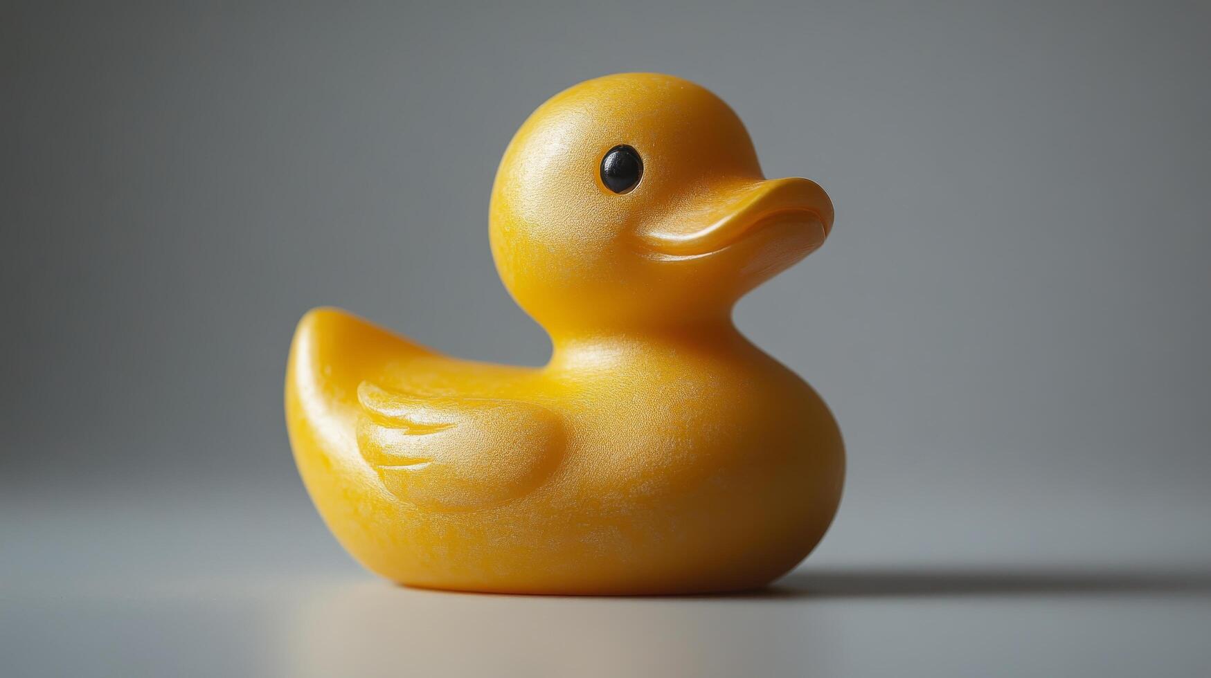 Bright yellow rubber duck with classic design and playful charm, perfect for bath time enjoyment photo