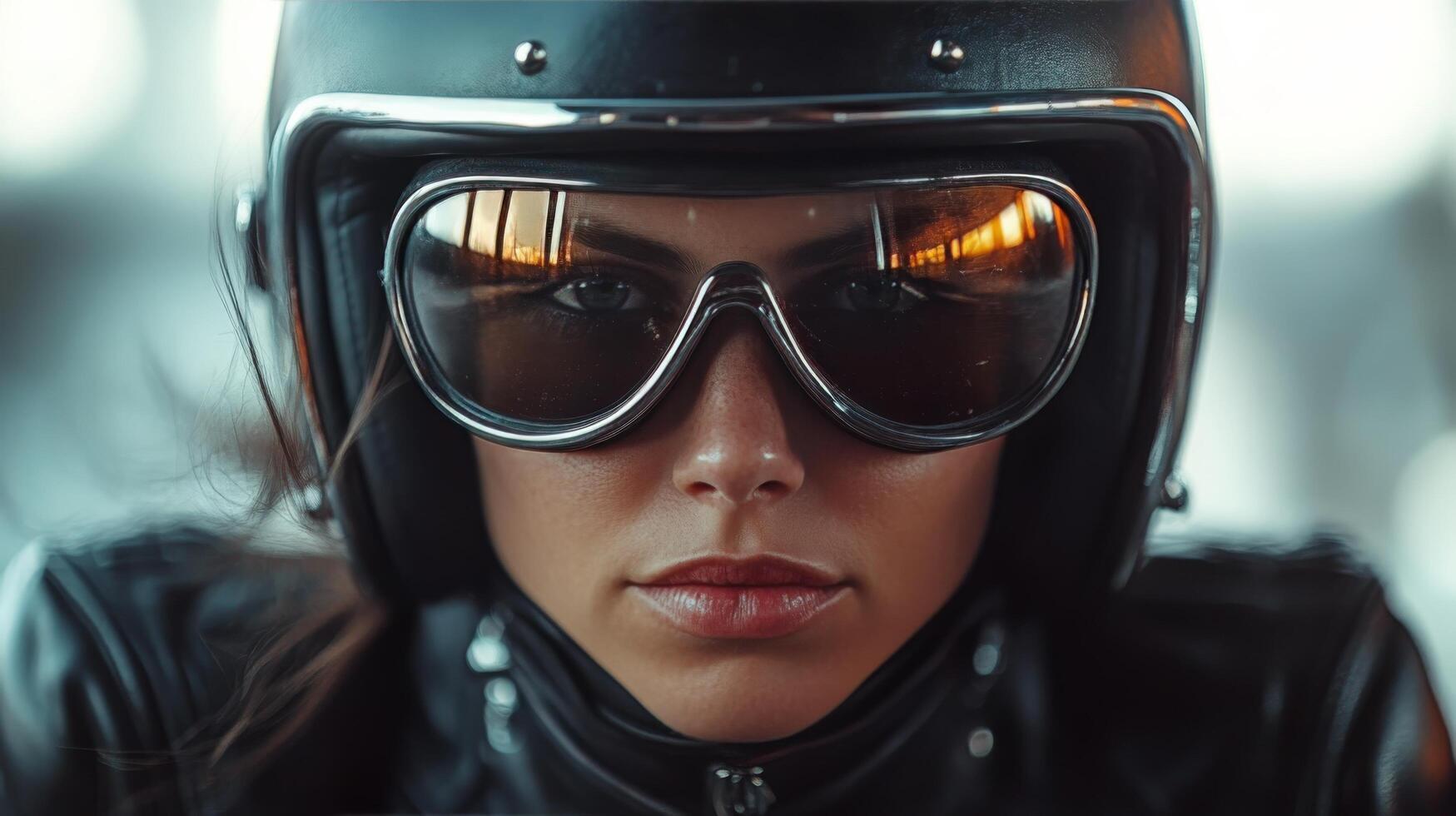 Vibrant reflective visor of a space helmet showcases intricate details and surroundings photo