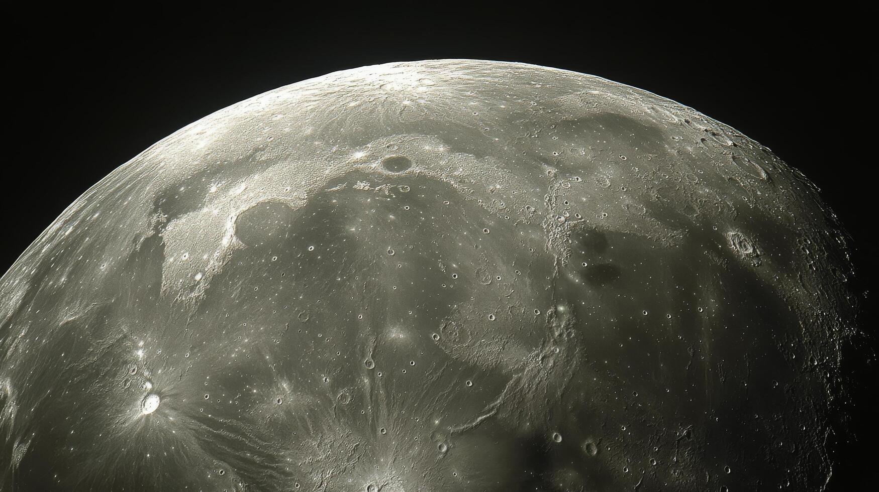 Detailed view of the moon's surface featuring craters and shadows during a twilight hour photo