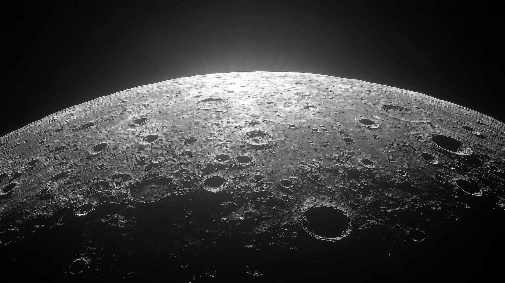 Detailed view of the moon's surface featuring craters and shadows during a twilight hour photo