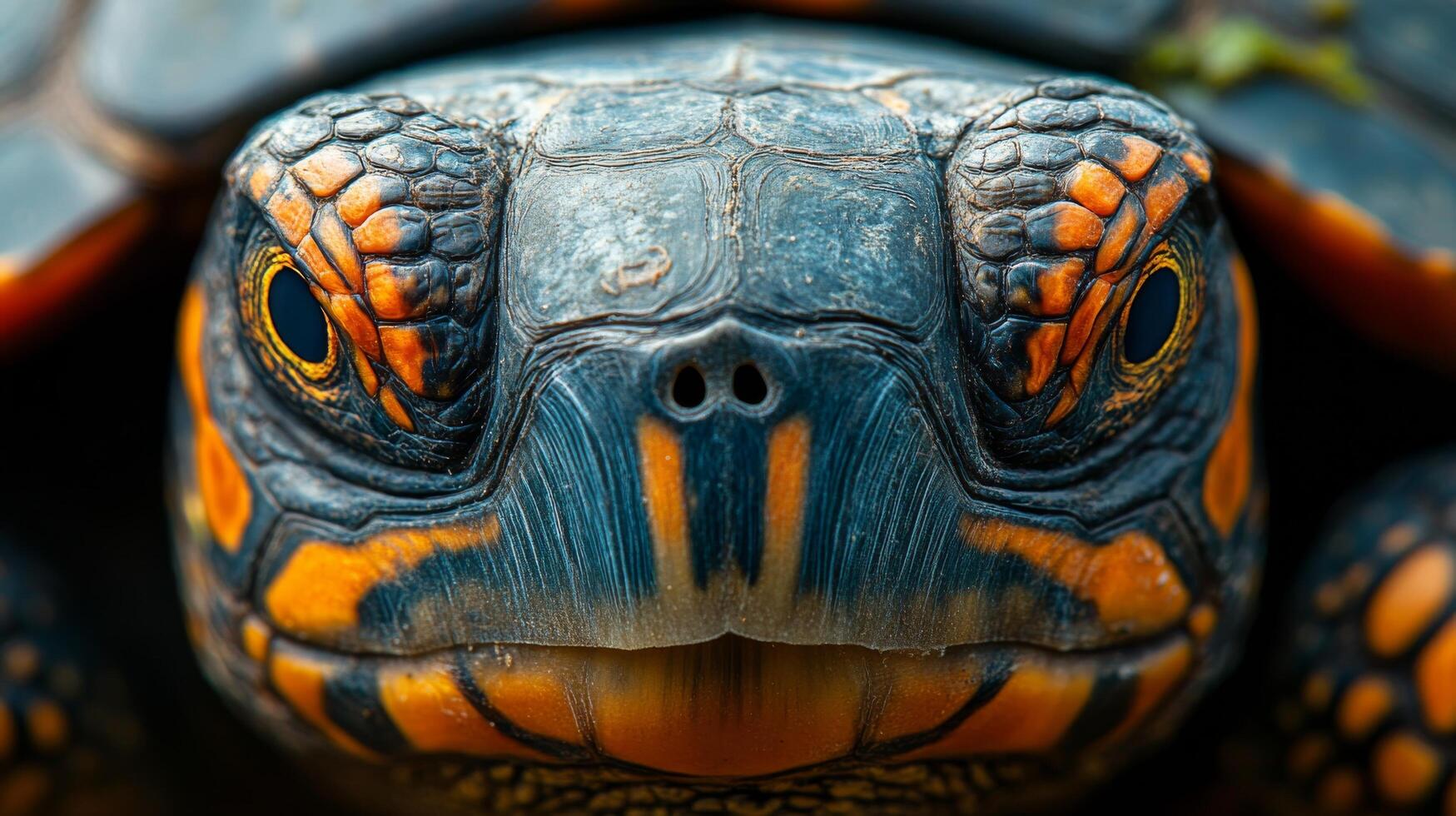Captivating close-up of a turtle with intricate shell patterns in natural habitat photo