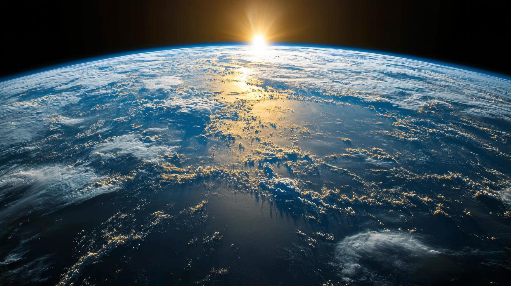 Earth viewed from space showcasing its blue oceans and white cloud patterns photo