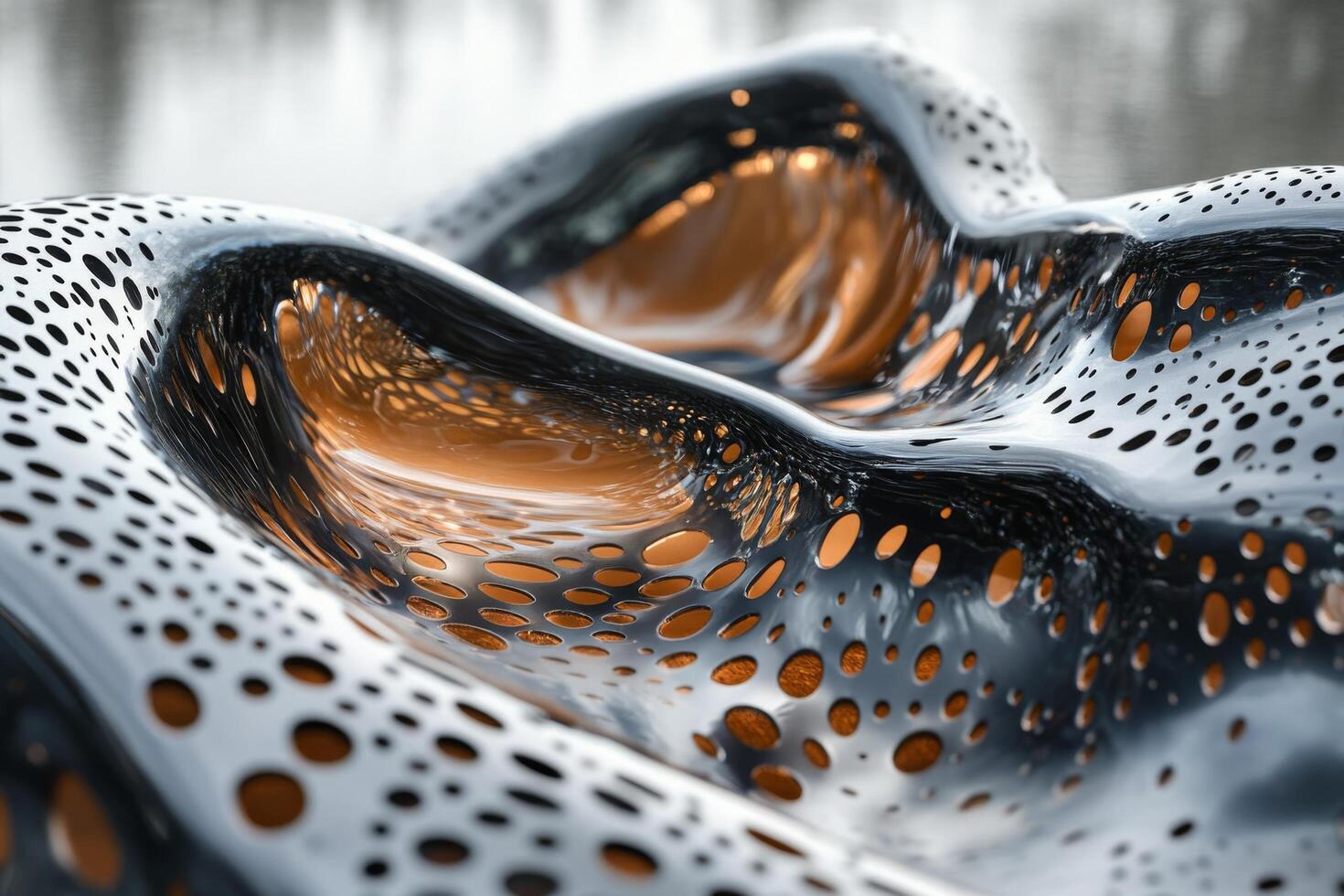 Water droplets reflecting light on a textured surface creating an abstract design in a close-up view photo