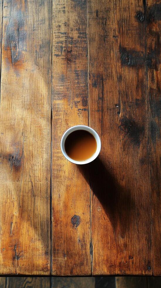 Enjoying a fresh cup of coffee in a cozy cafe with a rustic ambiance and wooden decor photo