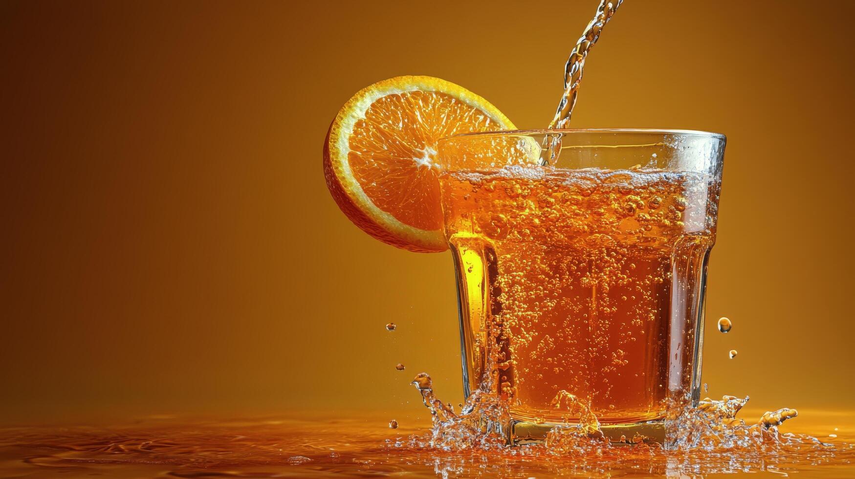 Refreshing orange cocktail garnished with a slice and ready to enjoy at a summer gathering photo