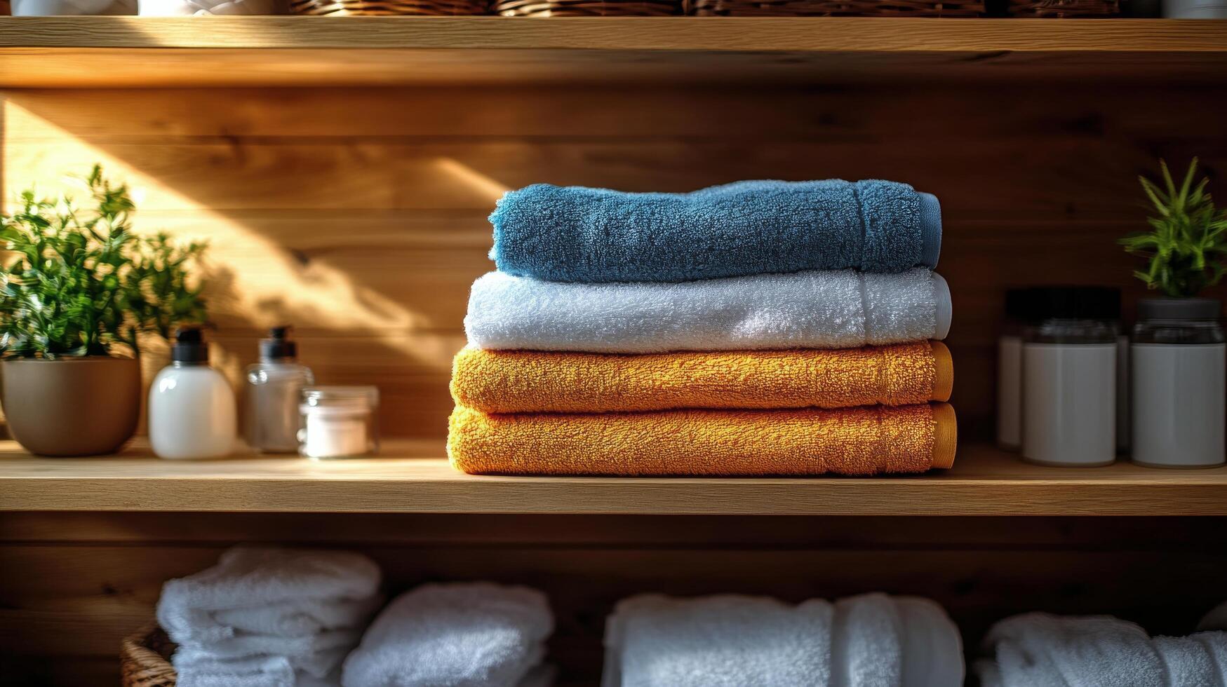 Washing white towels in a commercial laundry facility during daytime hours photo