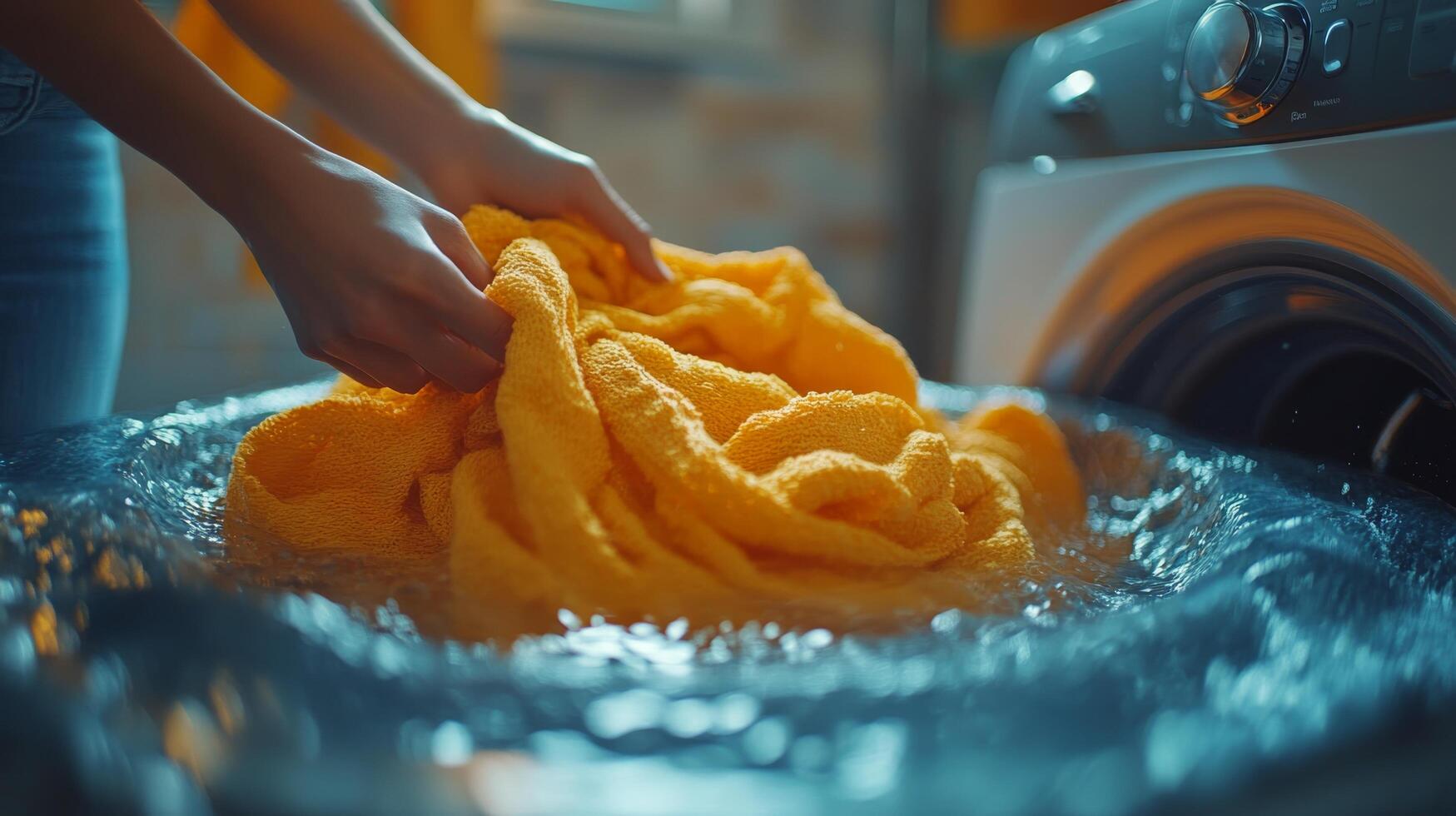 Washing white towels in a commercial laundry facility during daytime hours photo