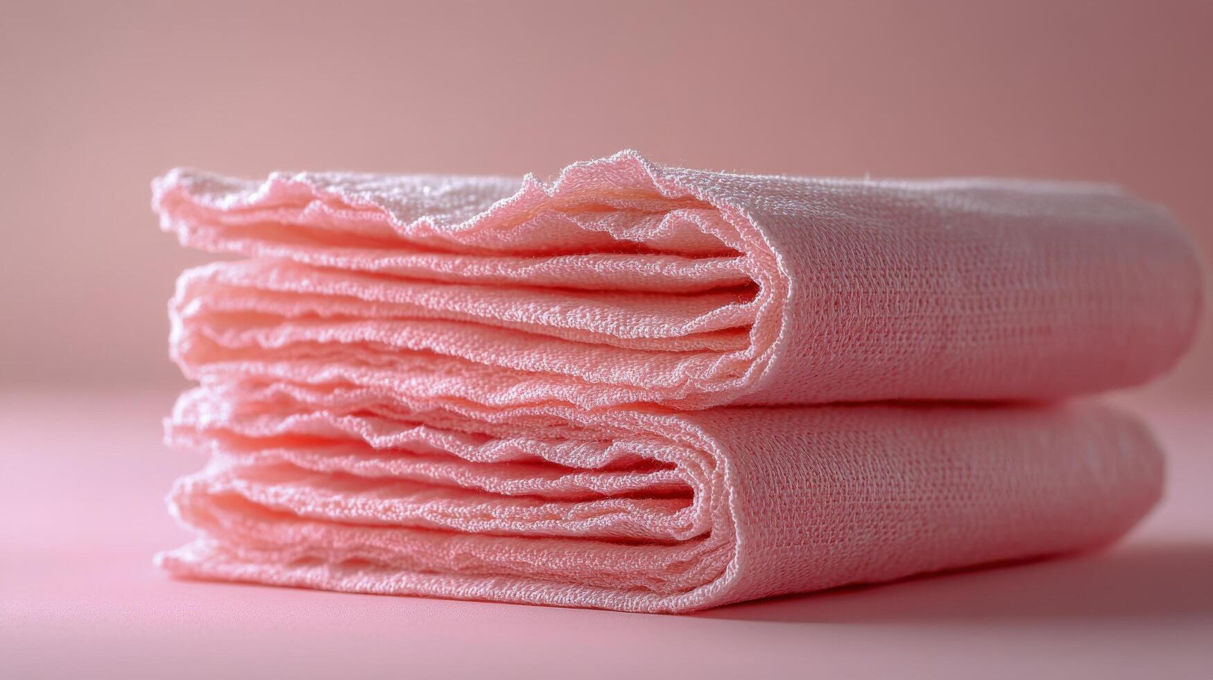 Soft pink towels stacked neatly on a pastel background for home dcor and relaxation photo