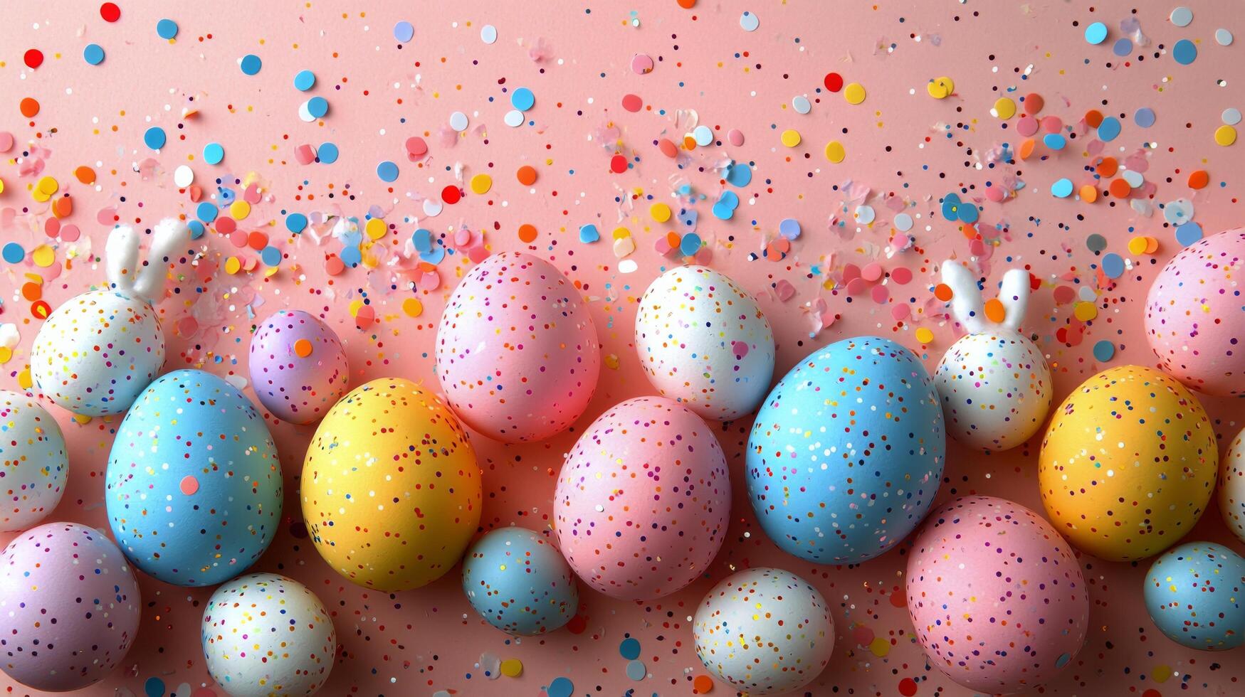Colorful Easter eggs with confetti creating a festive atmosphere for spring celebrations photo