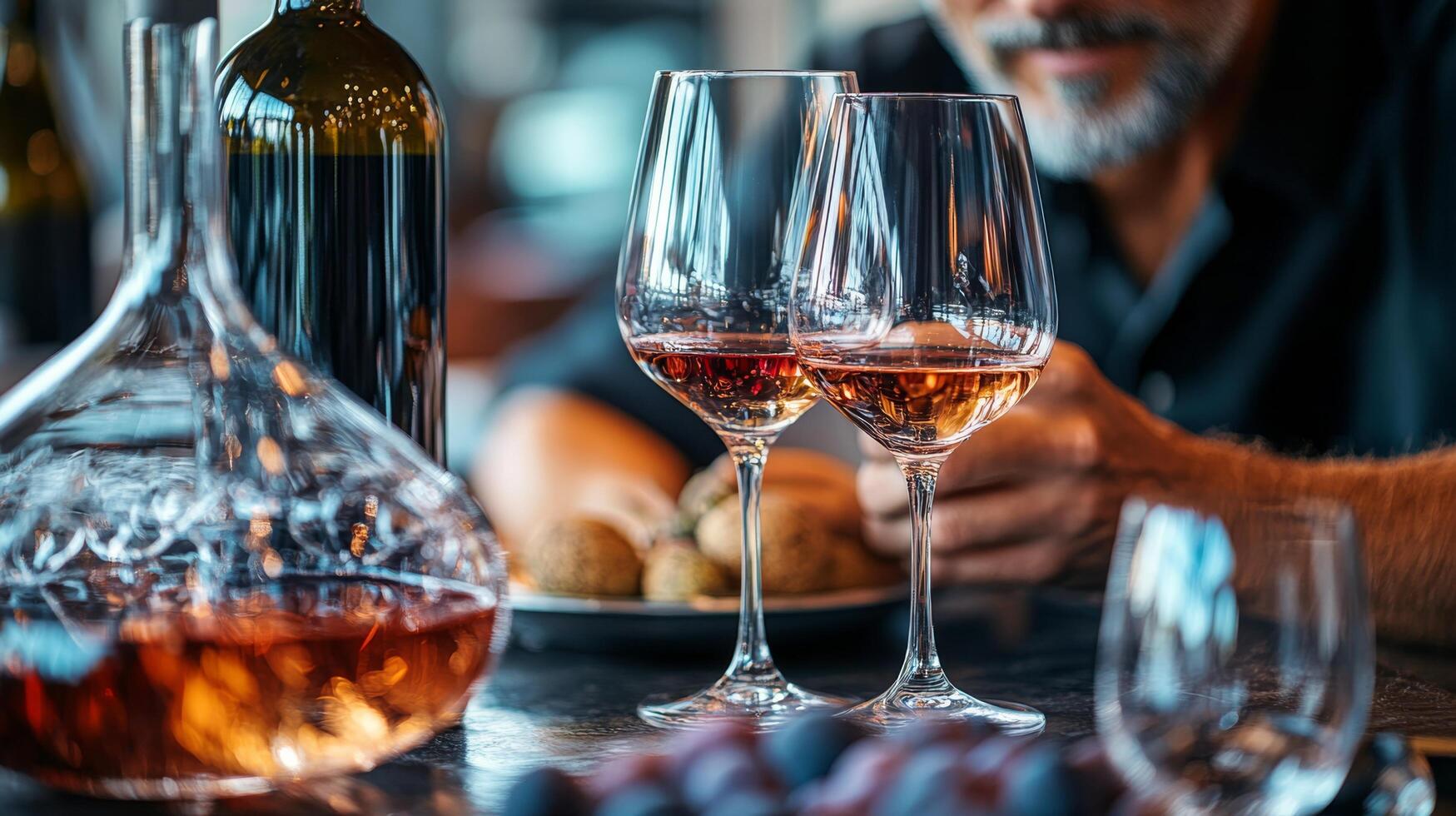 Wine tasting experience at a wine shop with a sommelier preparing red wine photo