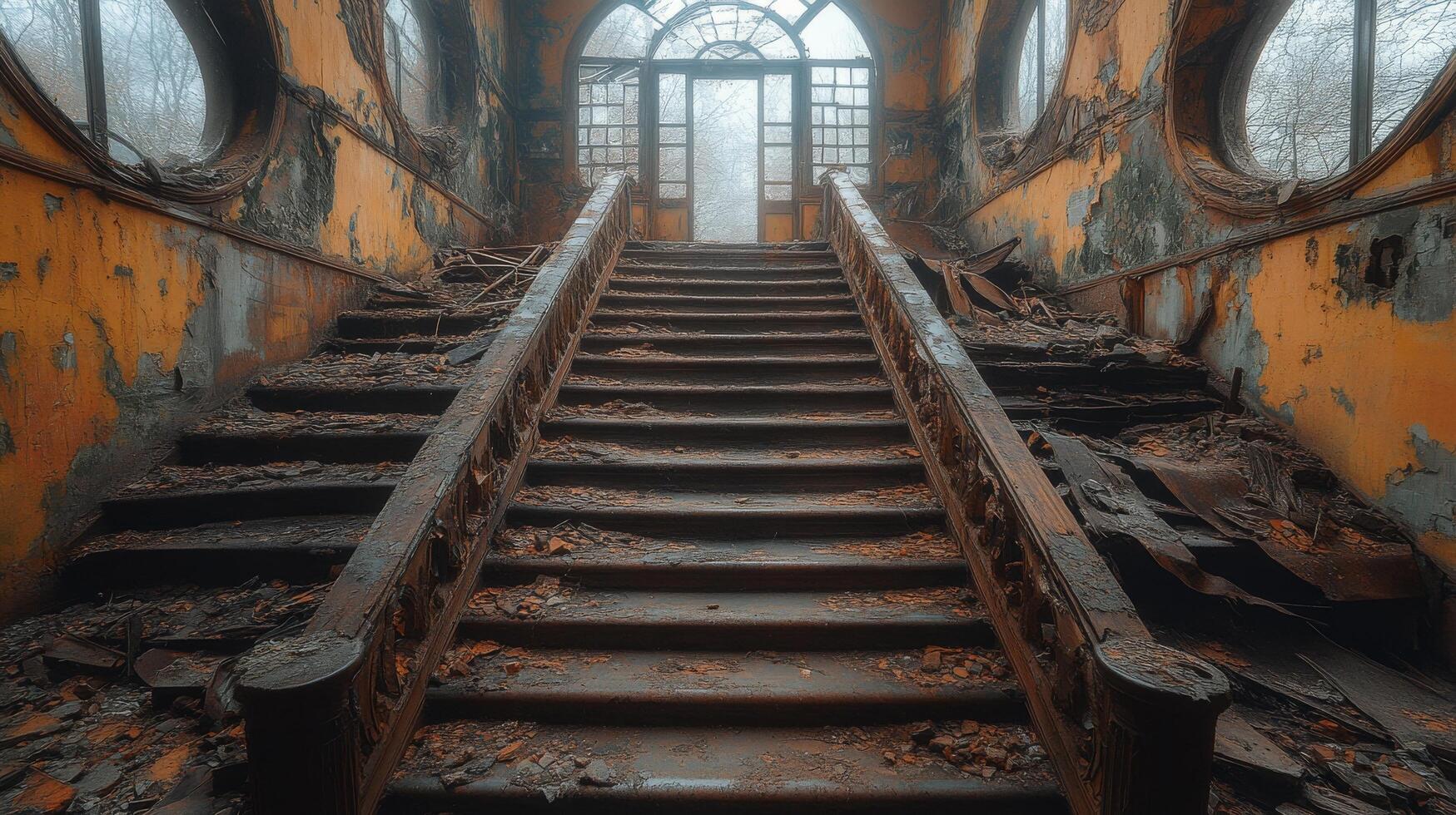 Ruins of an abandoned factory revealing remnants of industrial past in a desolate setting photo
