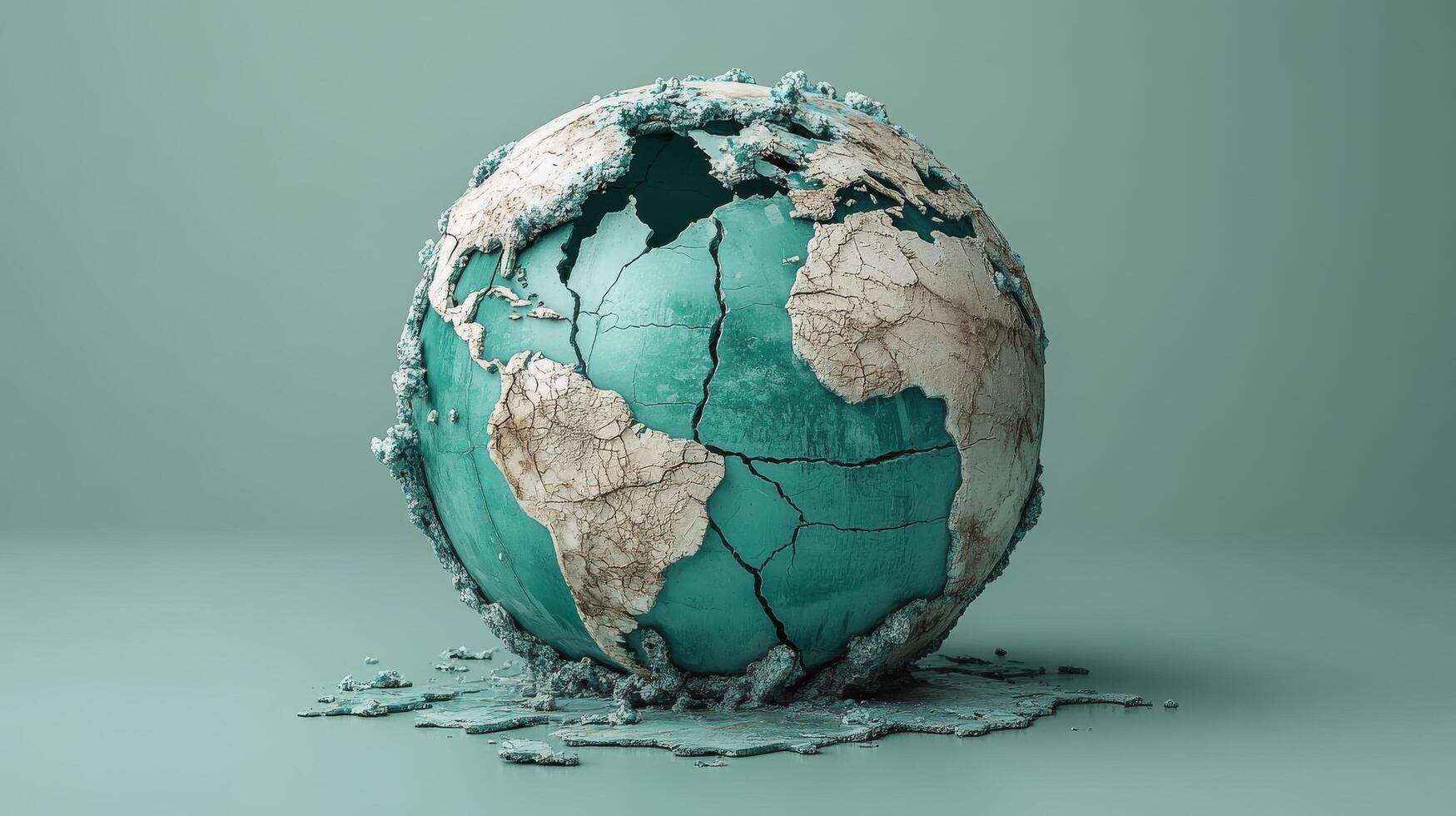 Cracked earth with a globe symbolizing environmental challenges and climate change photo