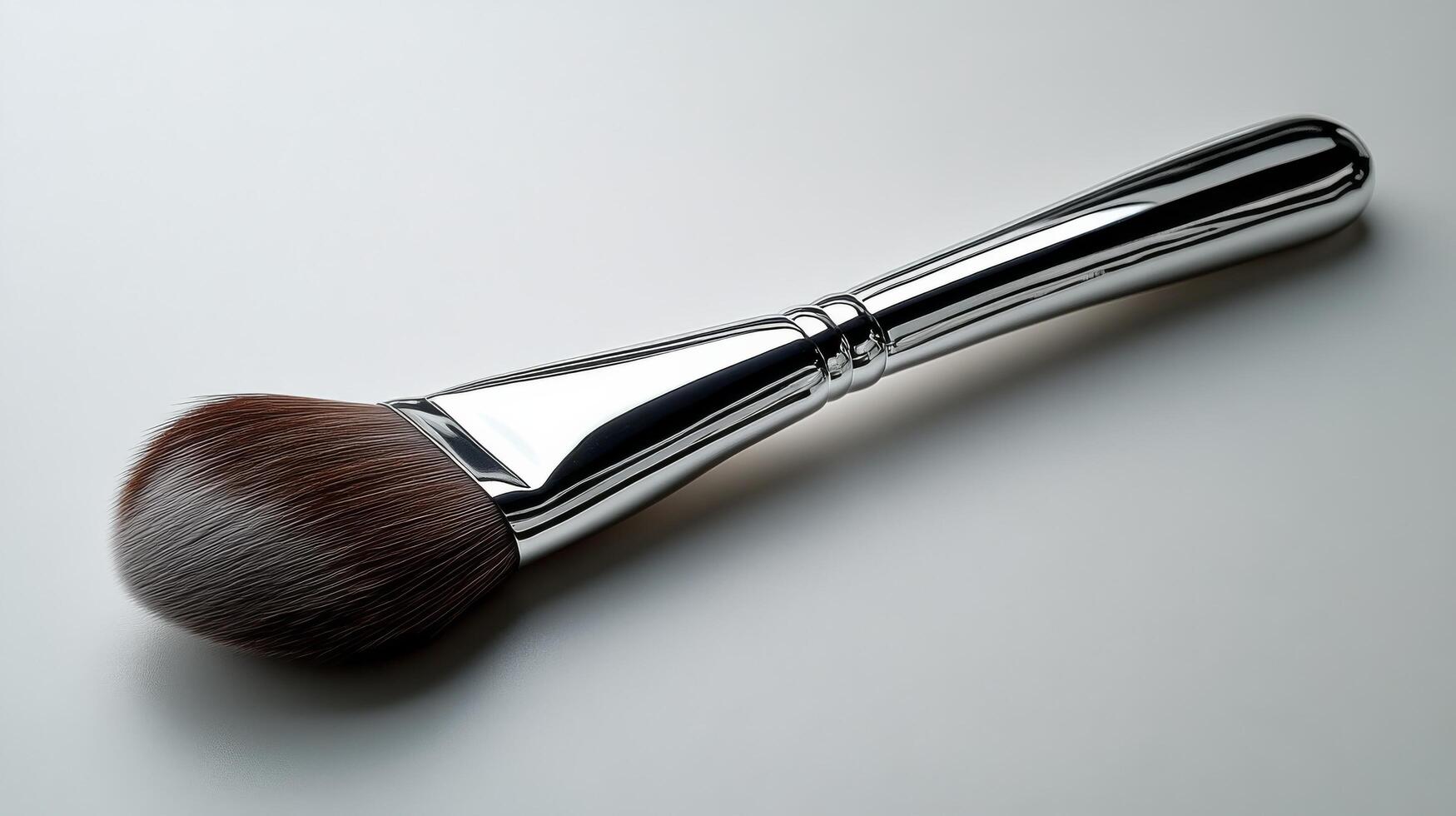 Polished stainless steel spoon resting on a light surface with a reflective finish at midday photo