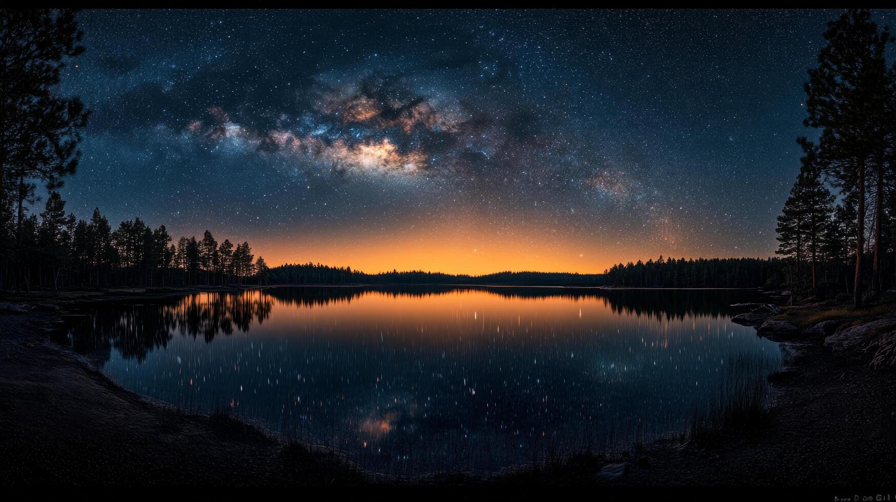 Woman gazing at a cosmic backdrop showcasing stars and galaxies in an ethereal atmosphere photo