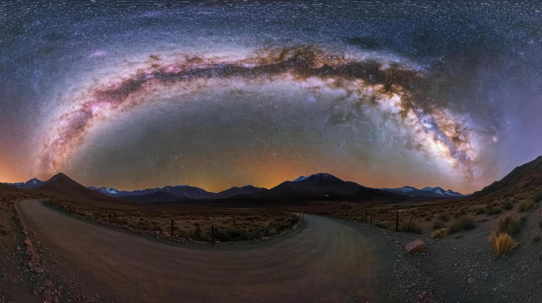 Woman gazing at a cosmic backdrop showcasing stars and galaxies in an ethereal atmosphere photo