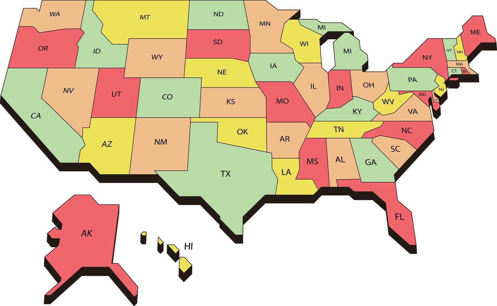 Map of American, 50 states in the United States vector