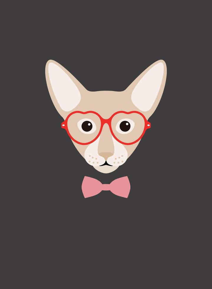 Portrait of cat, wearing glasses, like a lady, cool style, cosplay vector