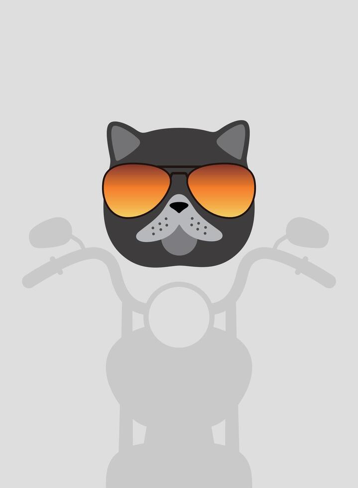 Portrait of cat, wearing glasses, like a motorcyclist, cool style, cosplay vector