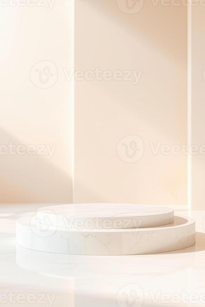 two-tiered circular marble display platforms photo
