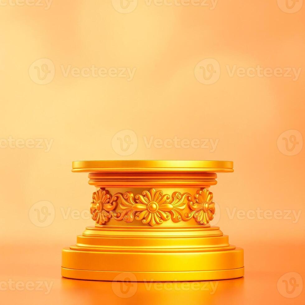 golden ornate pedestal on background photo
