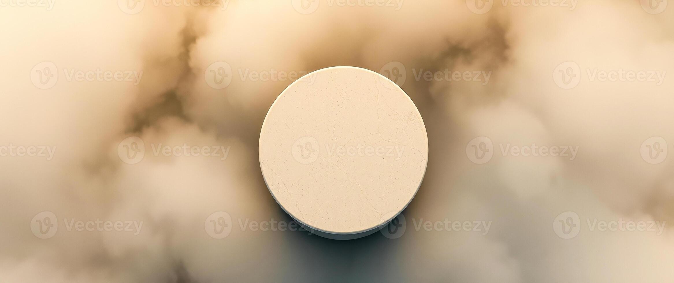circular beige platform on soft background photo