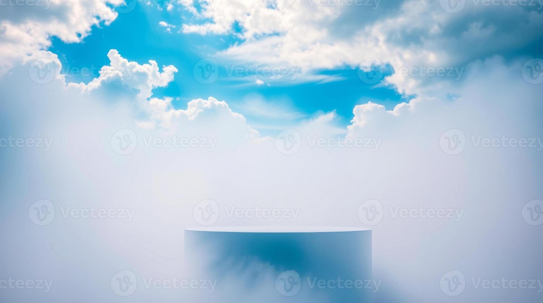 elevated cylindrical platform a hazy scene with blue sky clouds photo