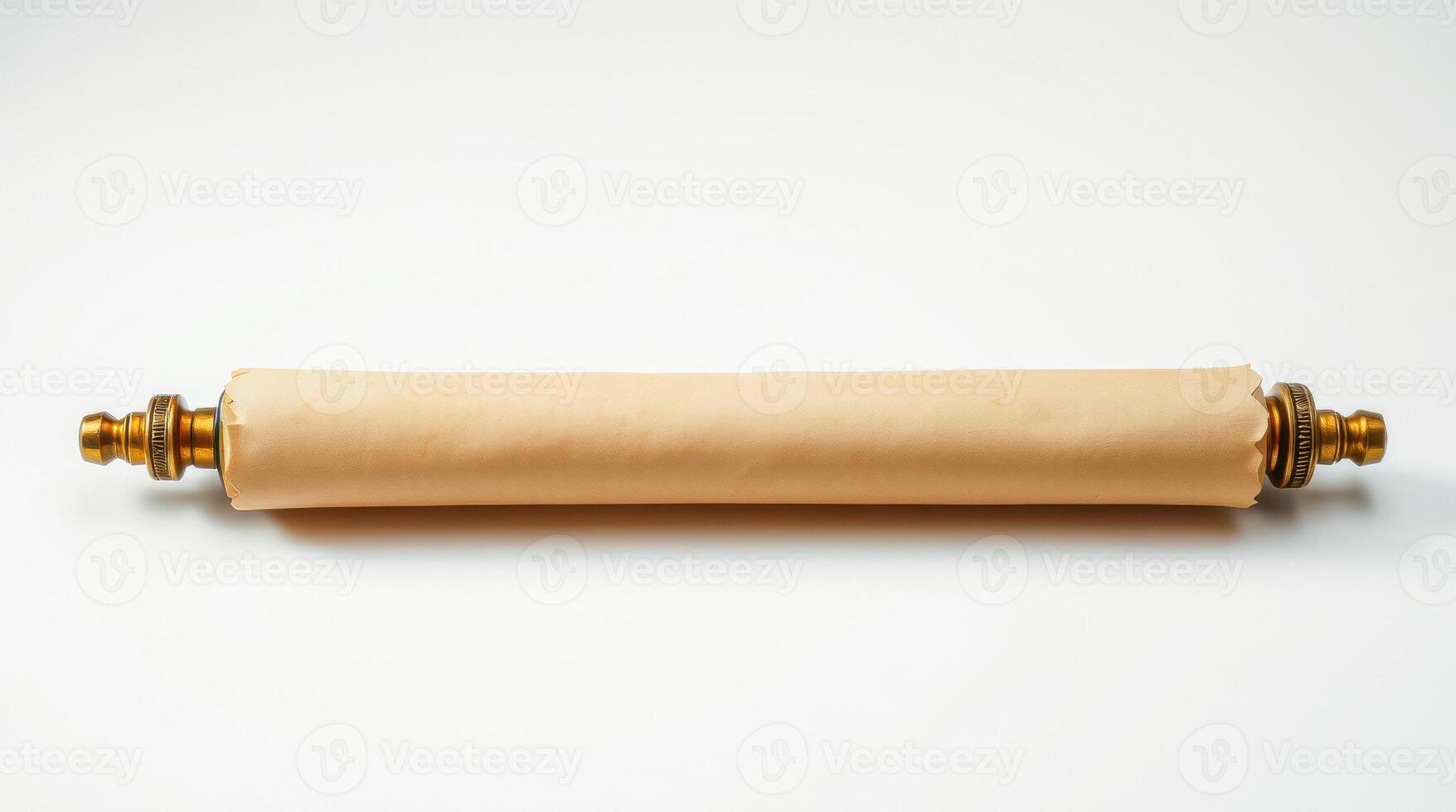 rolled parchment scroll with brass end caps photo