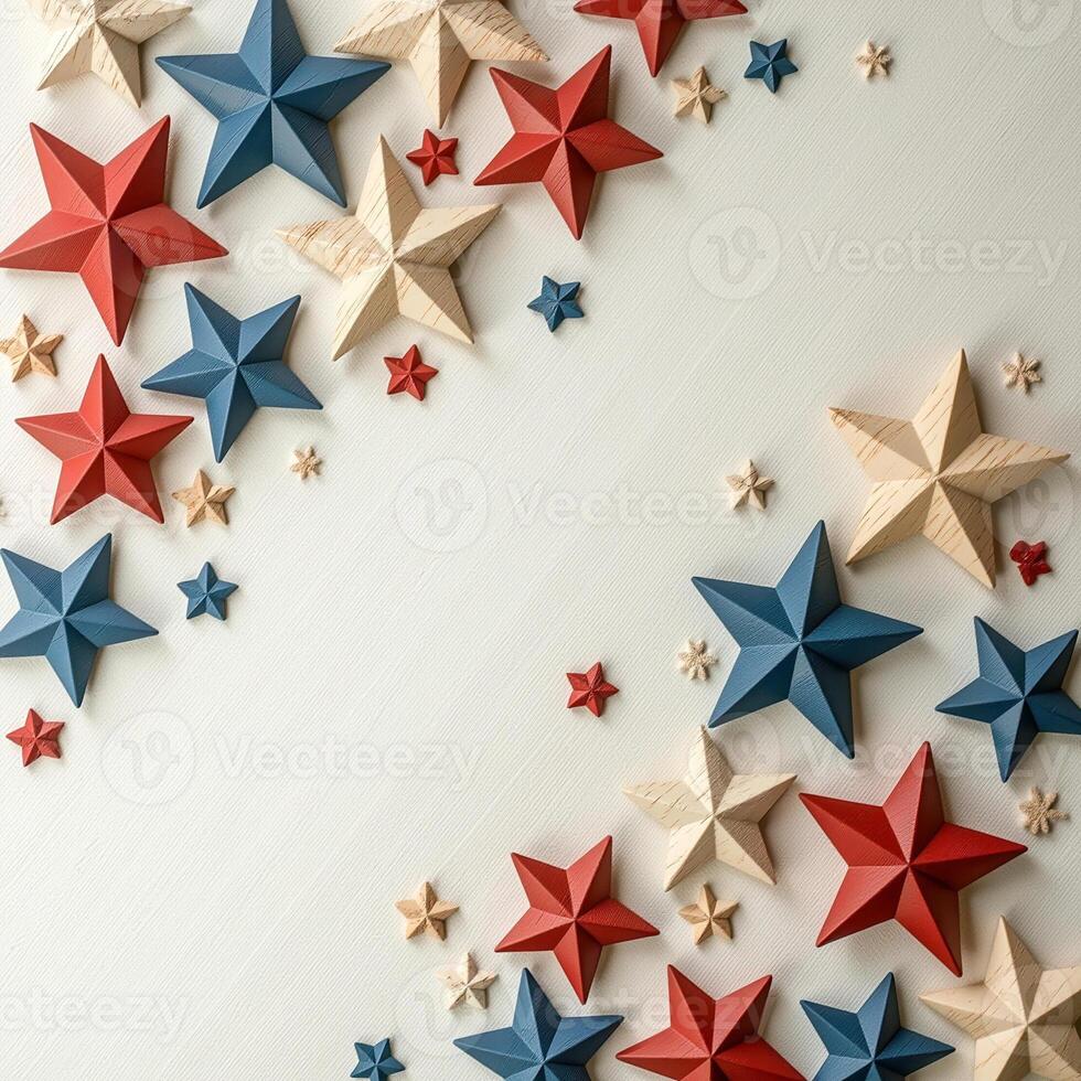 five-pointed stars red blue beige photo