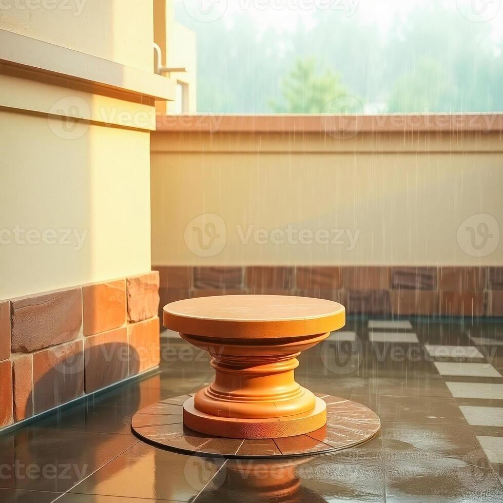 pedestal table the rain photo