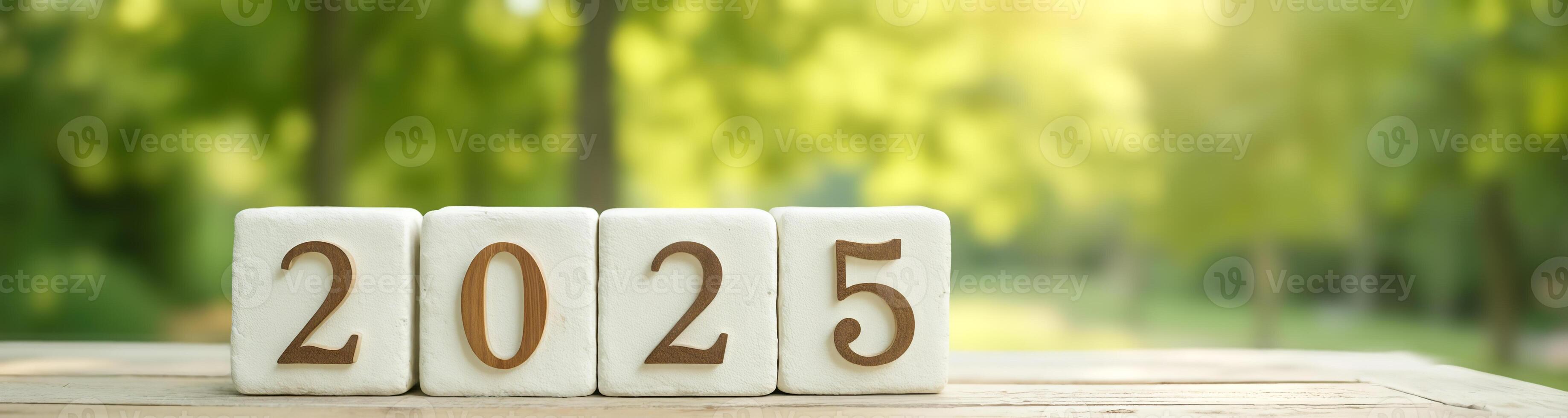 wooden number blocks displaying 2025 photo