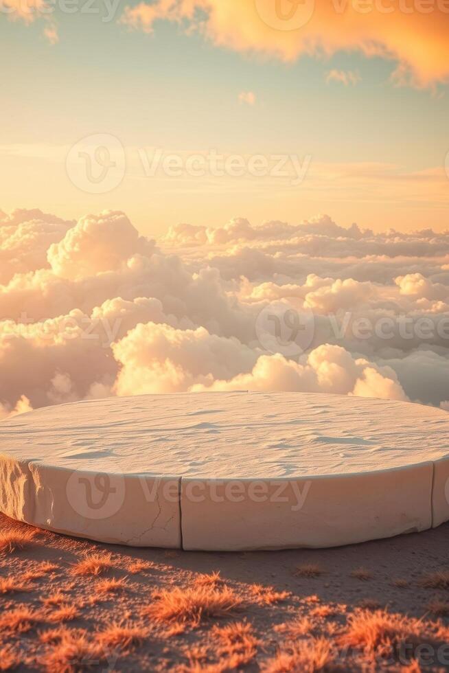 elevated stone platform above a cloudy seascape photo
