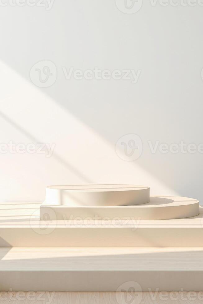 three-tiered circular display platforms a minimalist setting photo