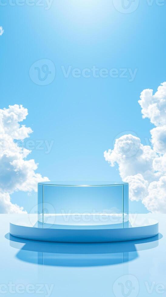 glass pedestal against a blue sky photo
