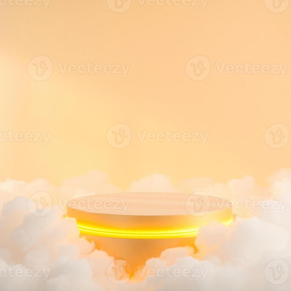 golden cylindrical platform on clouds photo