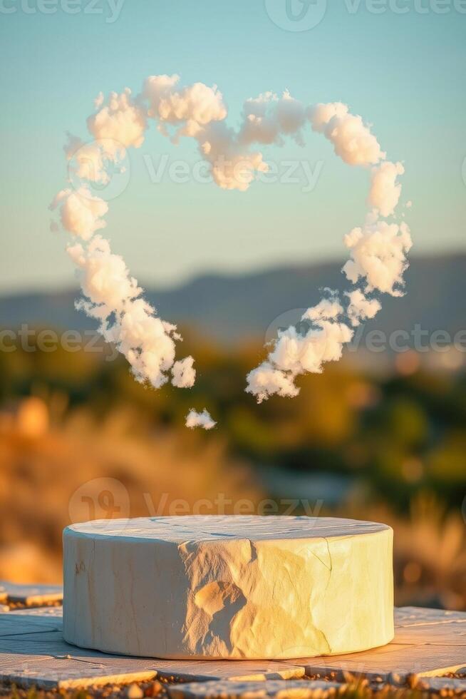 heart-shaped cloud above pedestal photo