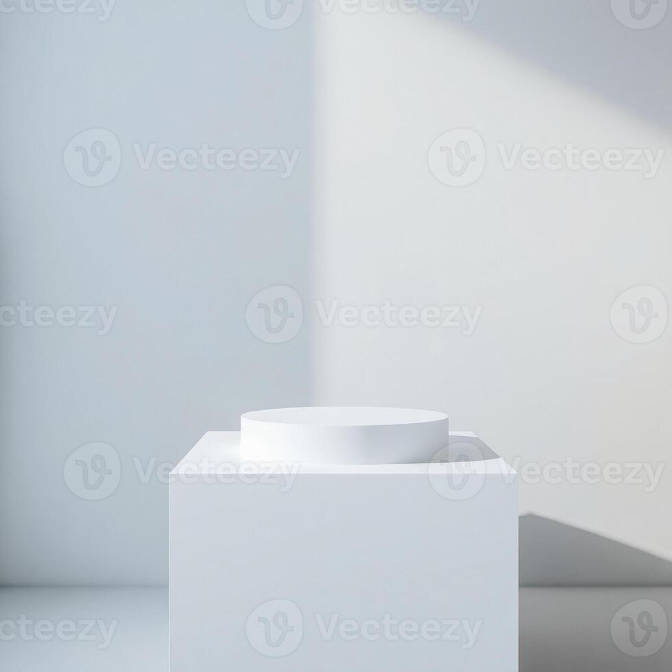 white cylindrical platform on cubic base photo