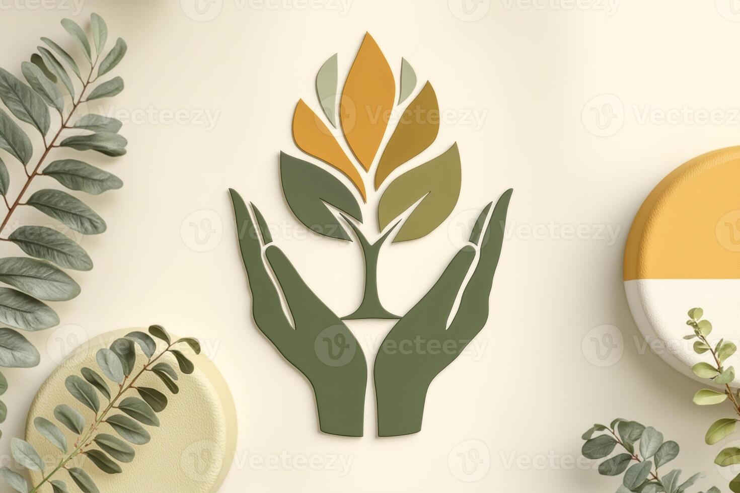 stylized plant logo supportive hands photo